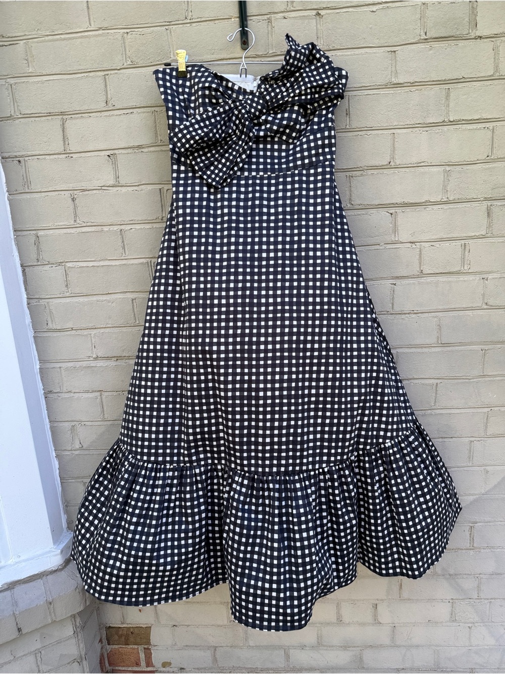 Anthropologie Hutch Strapless Black & White Gingham Midi Dress Size 10 Pockets - Picture 6 of 16